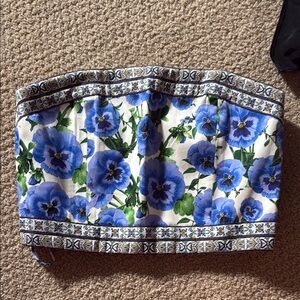 Floral Blue and White Cropped Corset Top